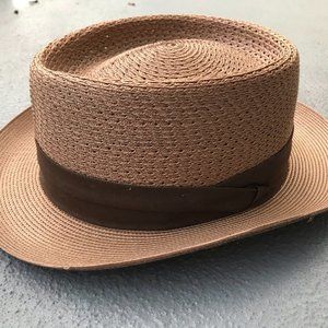 Optimo Shantung Straw Fedora Hat - SIZE 7 3/8